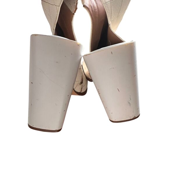 CALVIN KLEIN Amari Croc Embossed Leather Heeled Sandal Sz 8.5 - Picture 4 of 6